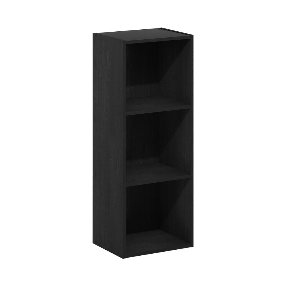 Furinno Pasir 3-Tier No Tool Assembly Open Shelf Bookcase, Blackwood. Picture 1