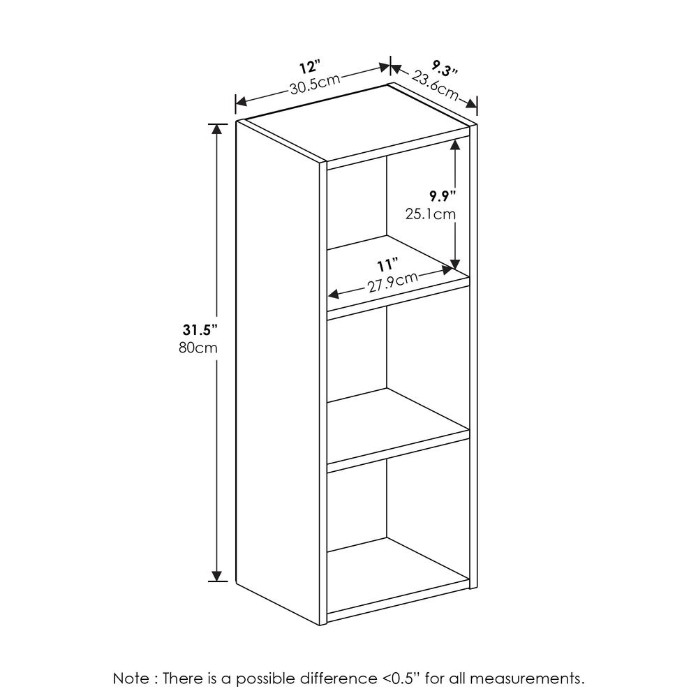 Furinno Pasir 3-Tier No Tool Assembly Open Shelf Bookcase, Blackwood. Picture 2