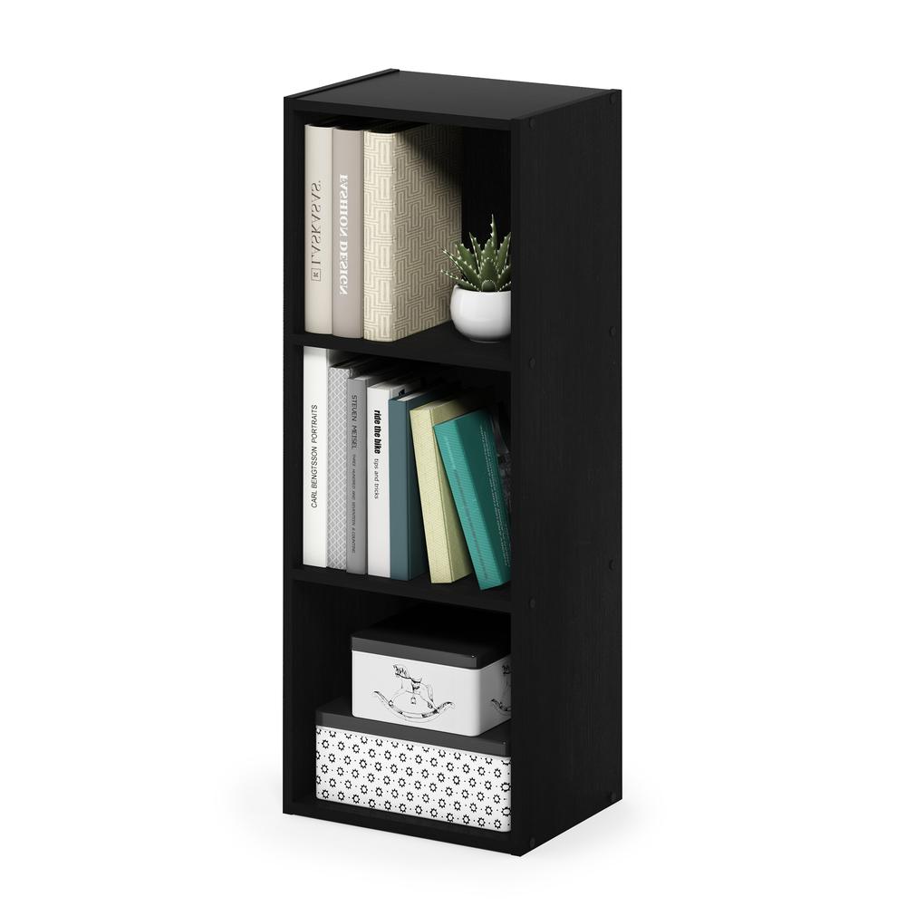 Furinno Pasir 3-Tier No Tool Assembly Open Shelf Bookcase, Blackwood. Picture 4