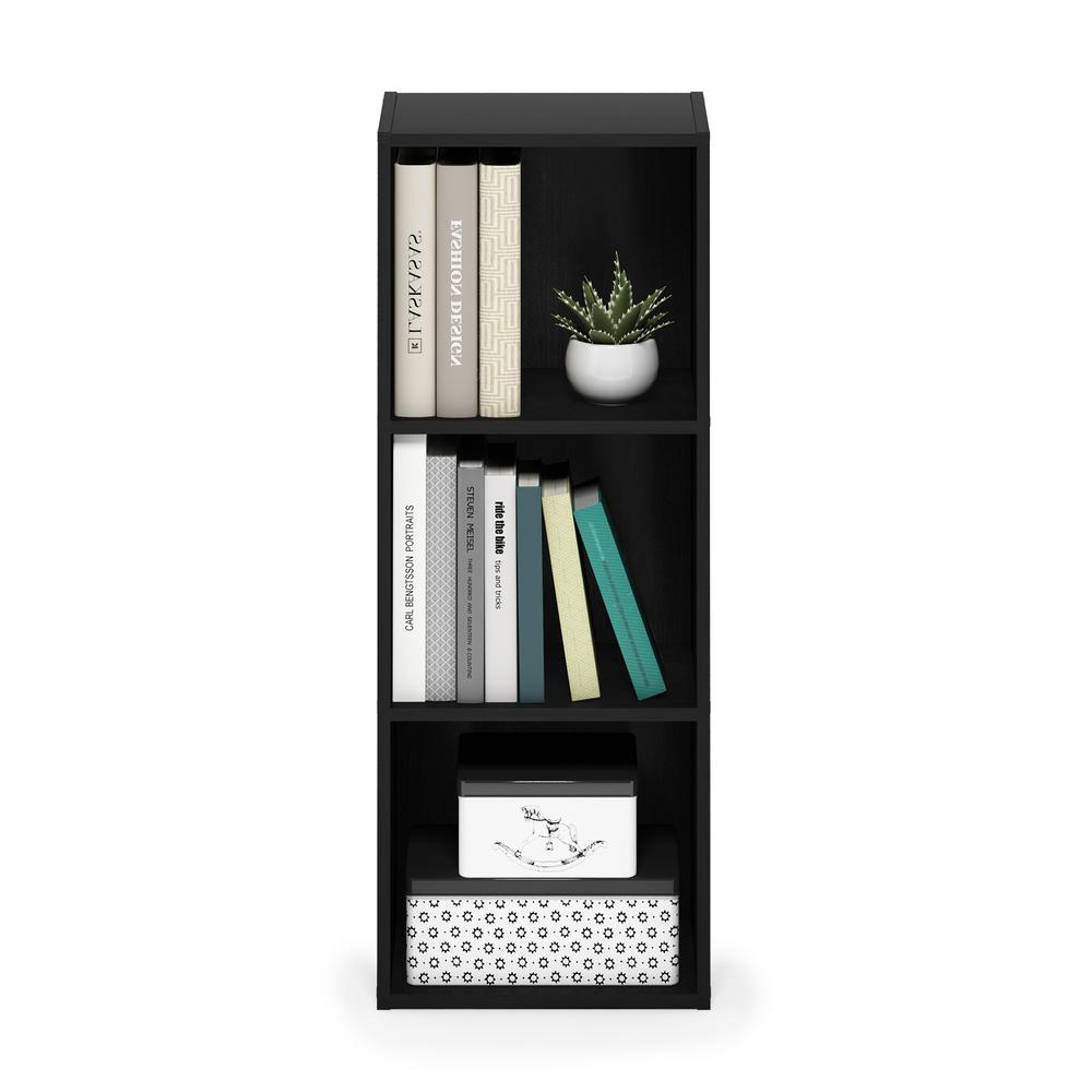 Furinno Pasir 3-Tier No Tool Assembly Open Shelf Bookcase, Blackwood. Picture 5