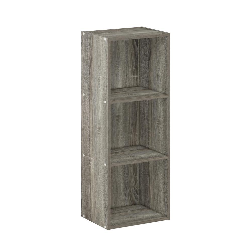 Furinno Pasir 3-Tier No Tool Assembly Open Shelf Bookcase, French Oak. Picture 1