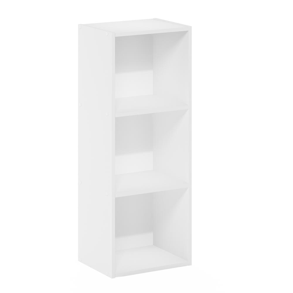 Furinno Pasir 3-Tier No Tool Assembly Open Shelf Bookcase, White. Picture 1