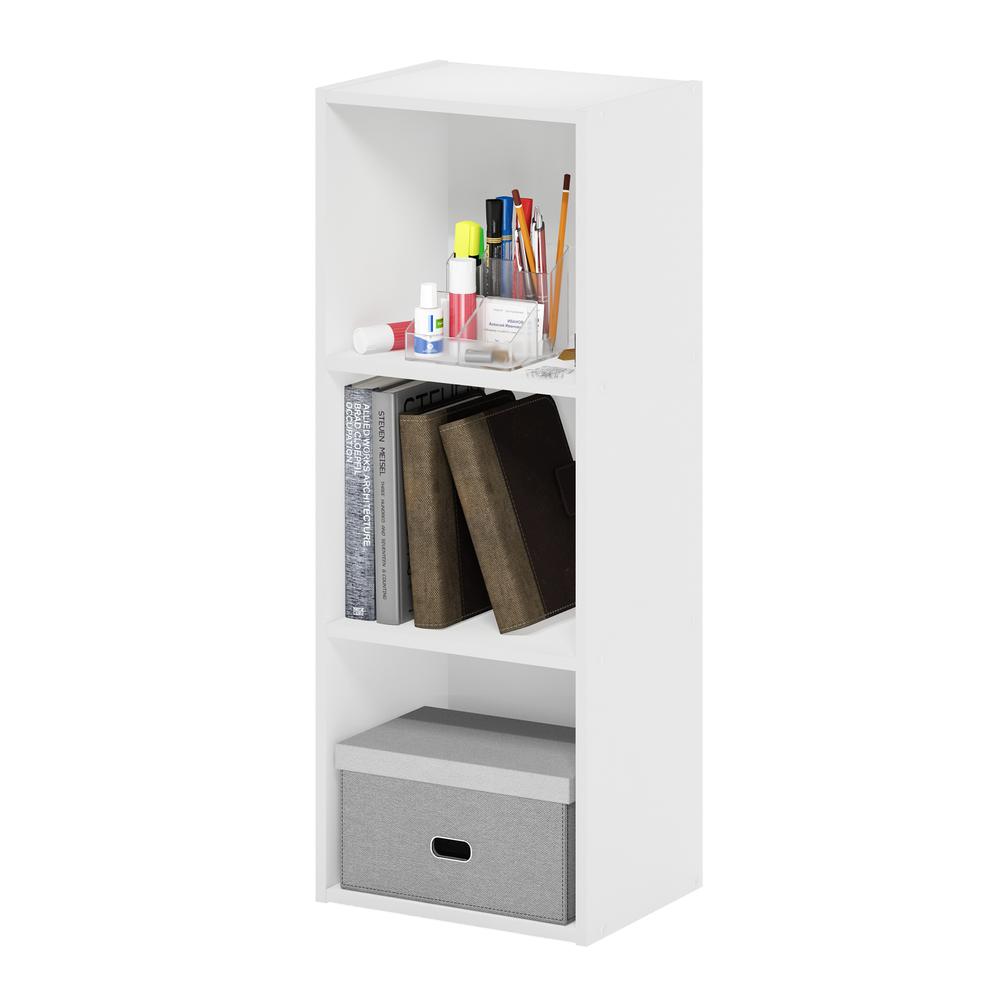 Furinno Pasir 3-Tier No Tool Assembly Open Shelf Bookcase, White. Picture 4