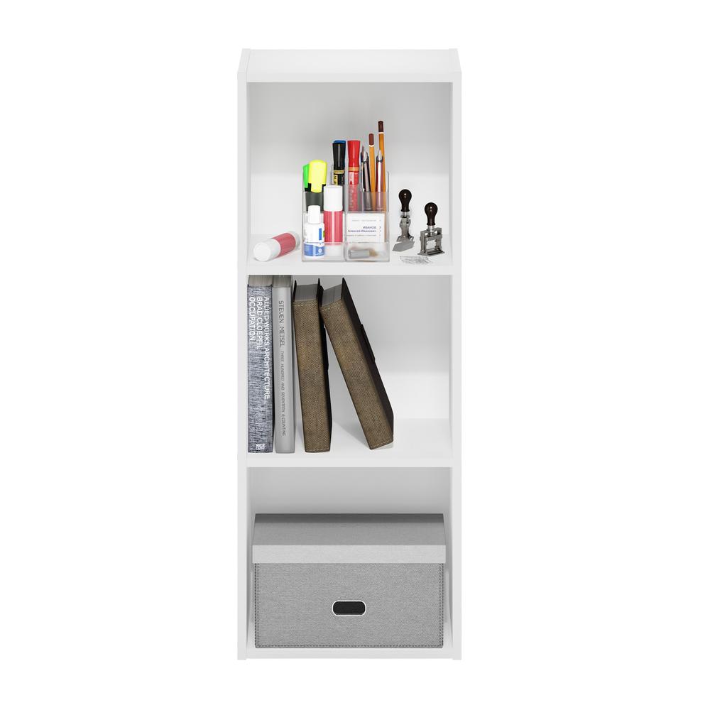 Furinno Pasir 3-Tier No Tool Assembly Open Shelf Bookcase, White. Picture 5