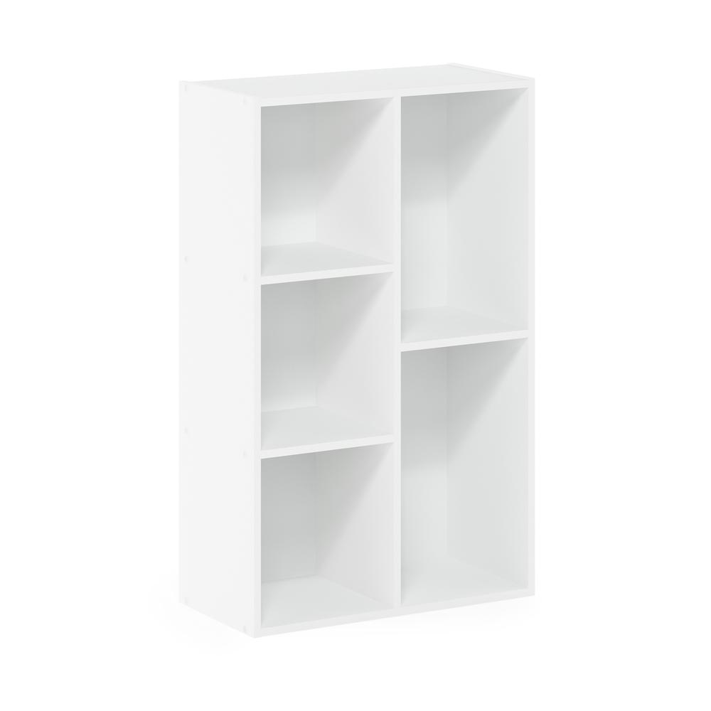 Furinno Luder 5-Cube No Tool Assembly Open Shelf, White. Picture 1