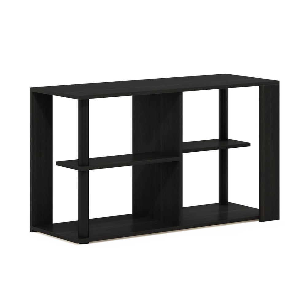 Furinno Romain Narrow Coffee Table with Shelves, Espresso/Black. Picture 1