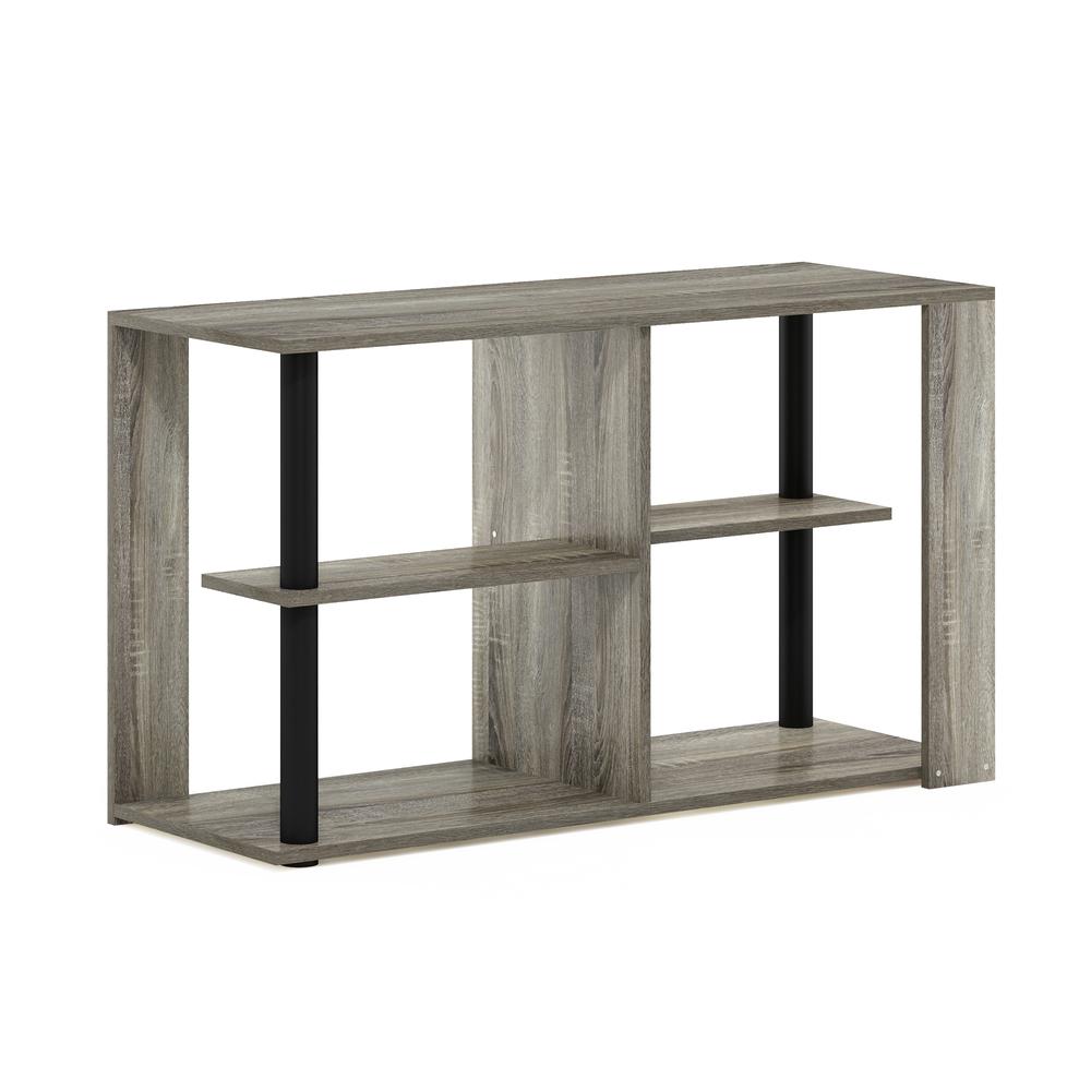 Furinno Romain Narrow Coffee Table with Shelves, French Oak/Black. Picture 1