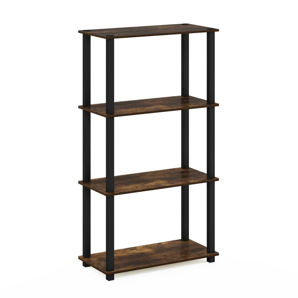Furinno Turn-S-Tube 4-Tier Multipurpose Shelf Display Rack with Square Tube, Amber Pine/Black. Picture 1
