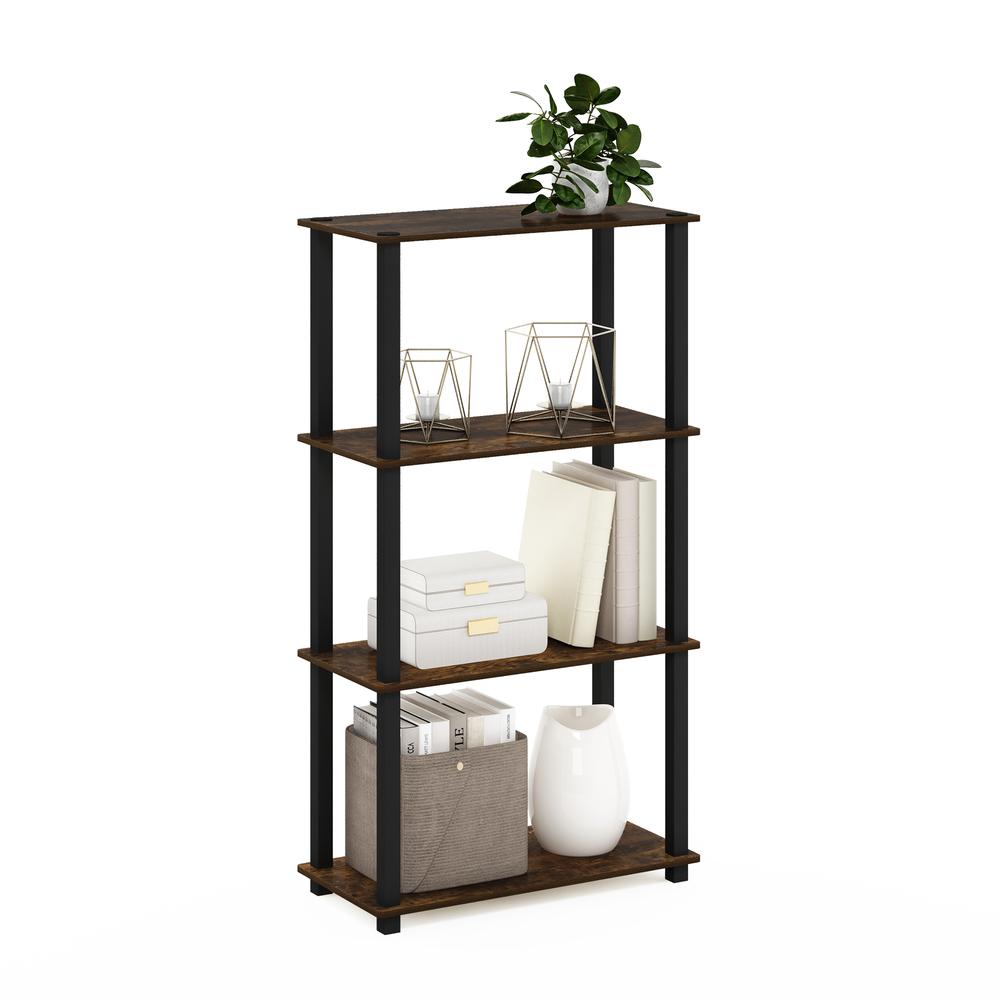 Furinno Turn-S-Tube 4-Tier Multipurpose Shelf Display Rack with Square Tube, Amber Pine/Black. Picture 4
