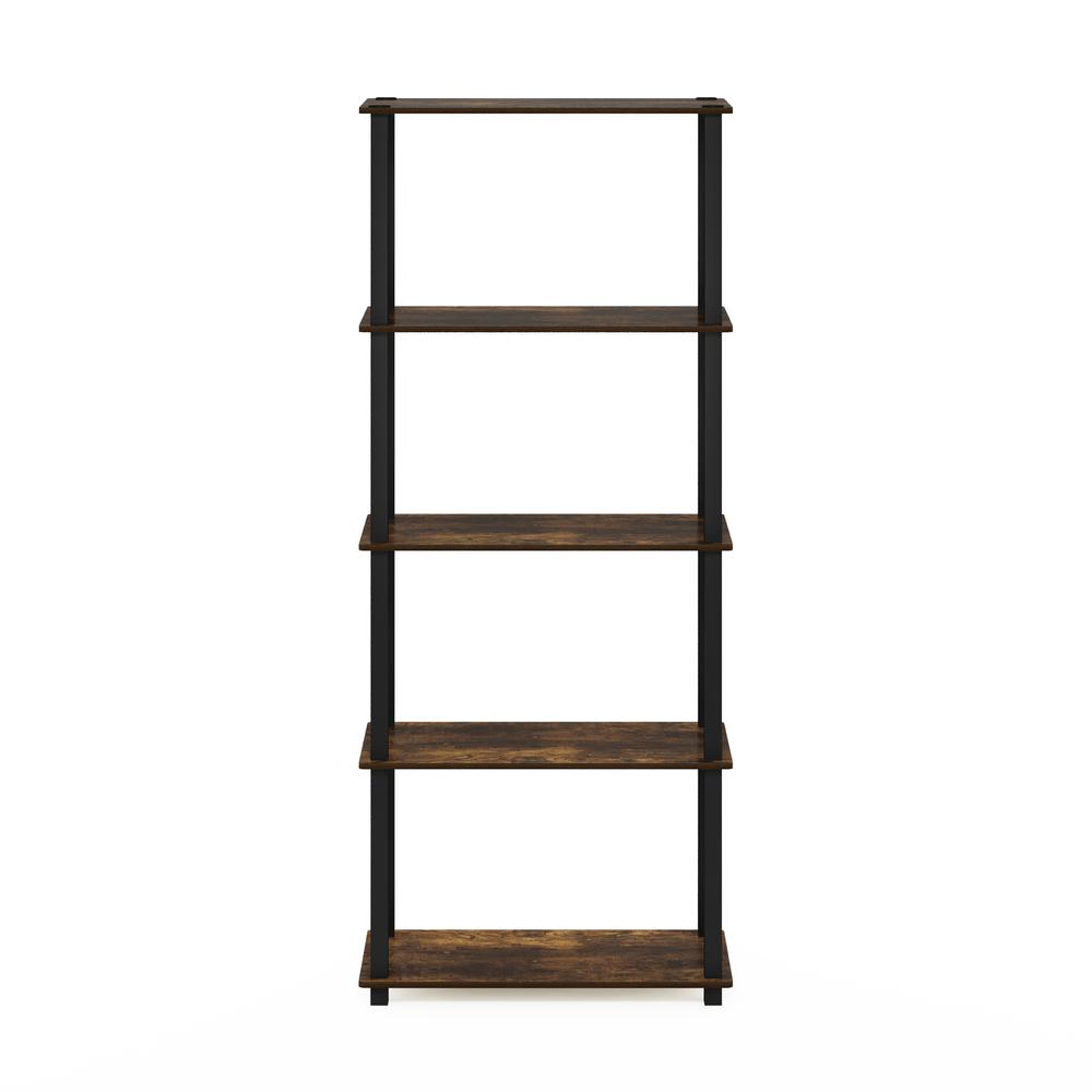 Furinno Turn-S-Tube 5-Tier Multipurpose Shelf Display Rack with Square Tubes, Amber Pine/Black. Picture 3