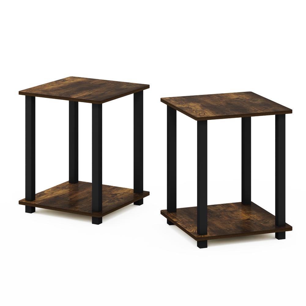 Furinno Simplistic End Table, Set of Two, Amber Pine/Black. Picture 1