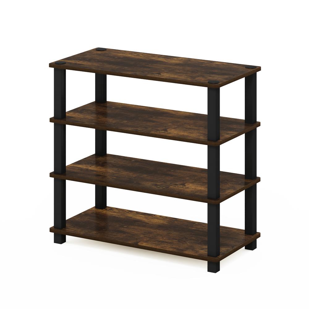 Furinno Turn-S-Tube 4-Tier Shoe Rack, Amber Pine/Black. The main picture.