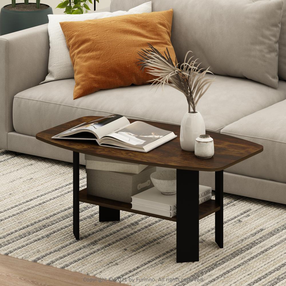 Furinno Simple Design Coffee Table, Amber Pine/Black. Picture 6