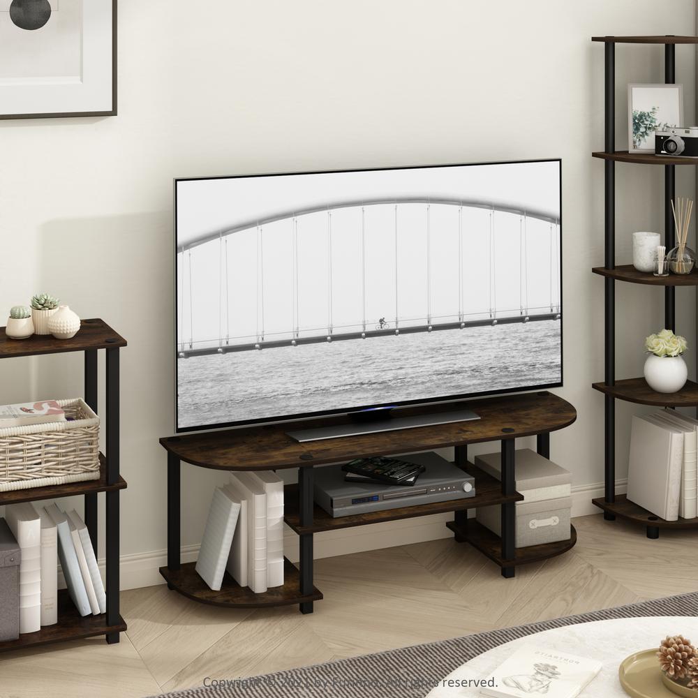 Furinno Turn-S-Tube Wide TV Entertainment Center, Amber Pine/Black. Picture 6