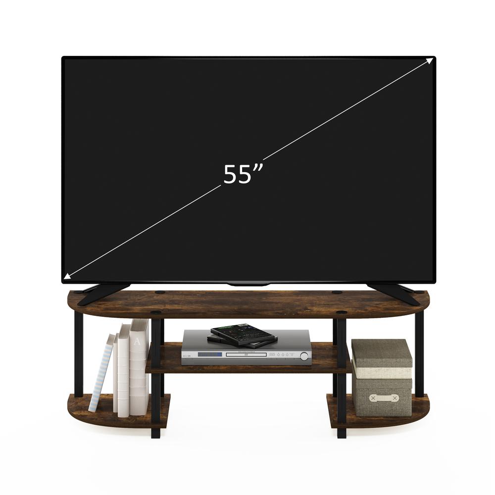 Furinno Turn-S-Tube Wide TV Entertainment Center, Amber Pine/Black. Picture 5