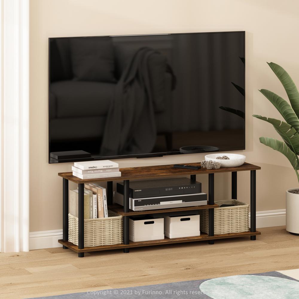 Furinno Turn-N-Tube No Tools 3D 3-Tier Entertainment TV Stands, Amber Pine/Black. Picture 6