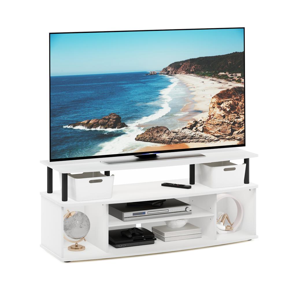 Furinno JAYA Large Entertainment Center Hold up to 55-IN TV, White/Black. Picture 4