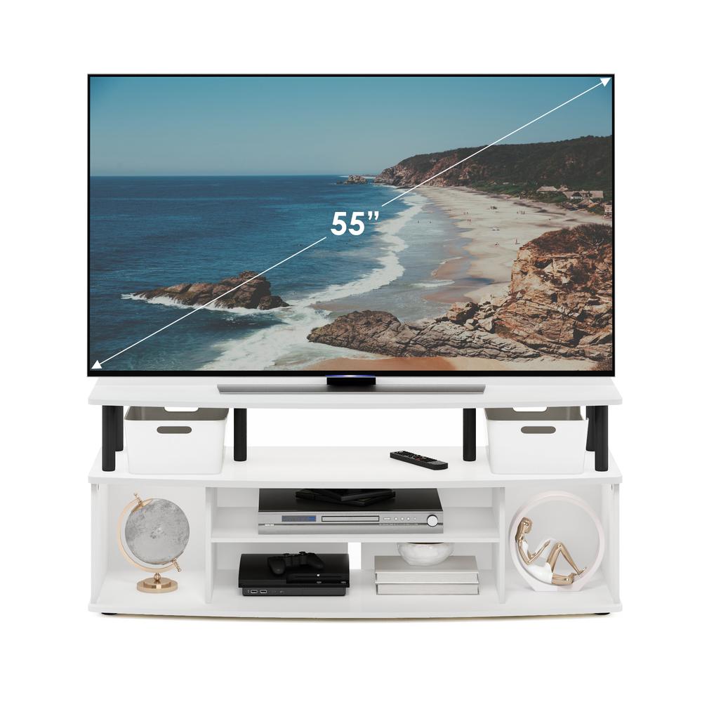 Furinno JAYA Large Entertainment Center Hold up to 55-IN TV, White/Black. Picture 5