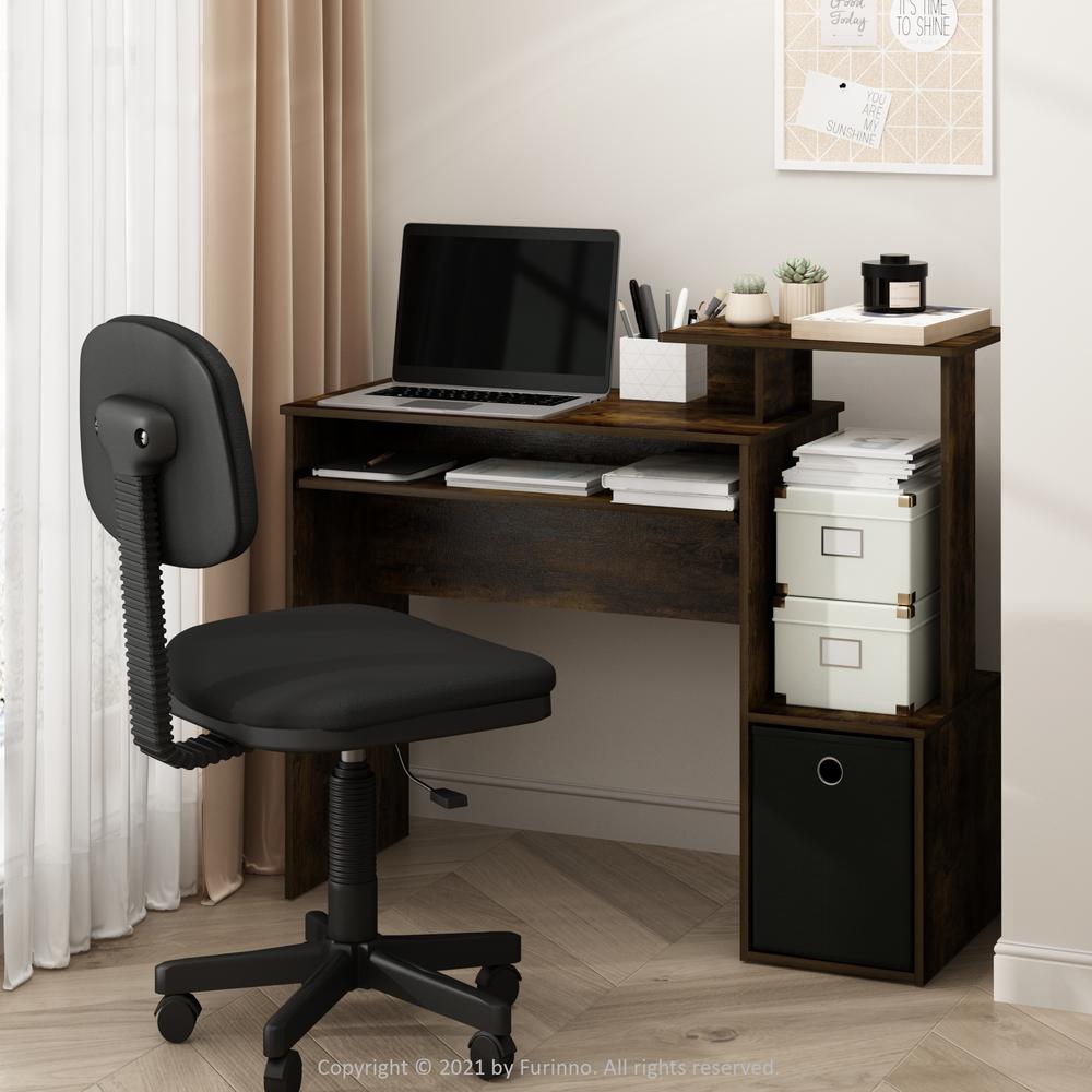 Furinno Econ Multipurpose Home Office Computer Writing Desk w/Bin, Amber Pine/Black. Picture 6