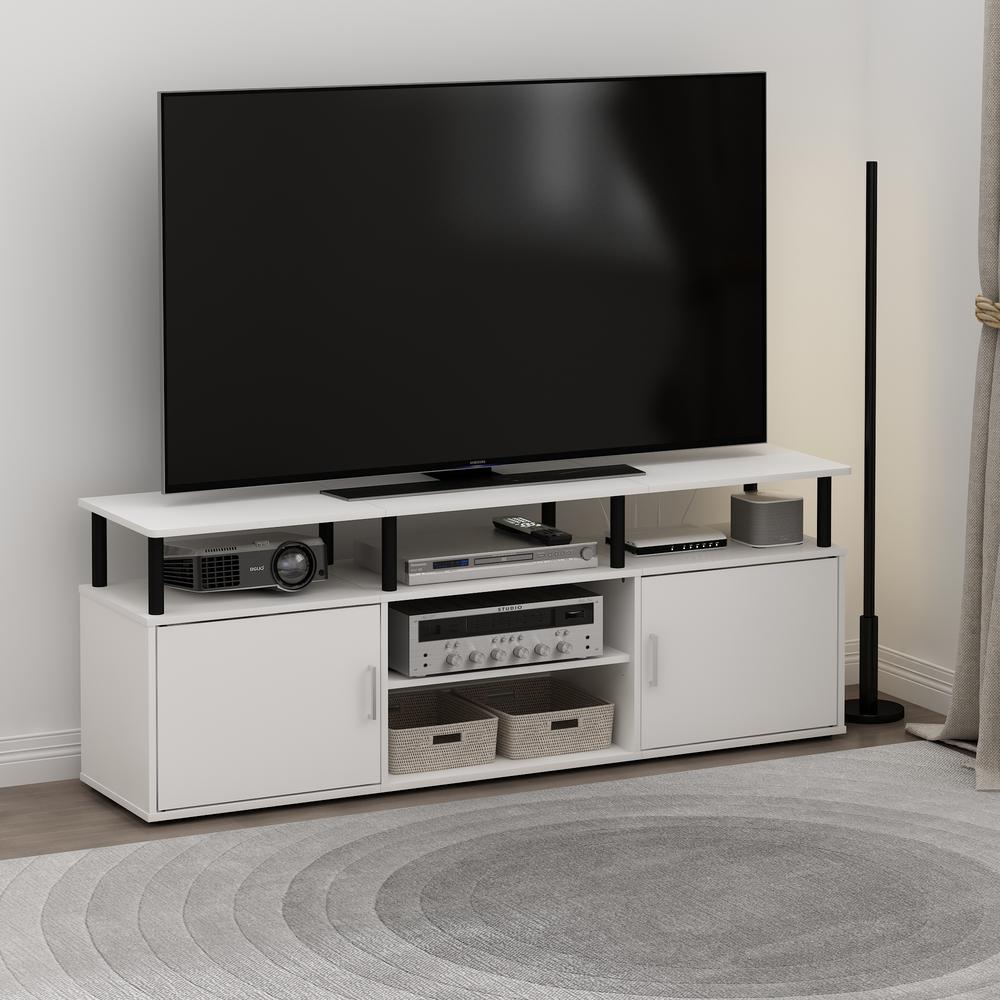 Furinno Jensen TV Stand for TV up to 70 Inch, Solid White/Black. Picture 6