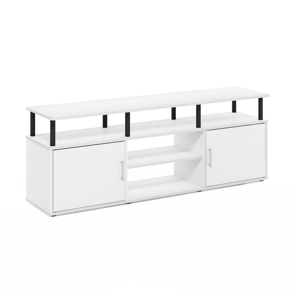 Furinno Jensen TV Stand for TV up to 70 Inch, Solid White/Black. Picture 1