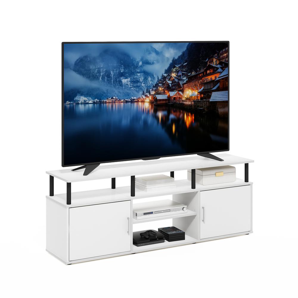 Furinno Jensen TV Stand for TV up to 70 Inch, Solid White/Black. Picture 4