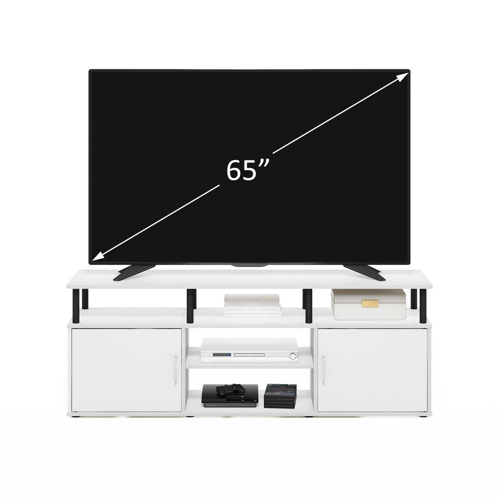 Furinno Jensen TV Stand for TV up to 70 Inch, Solid White/Black. Picture 5