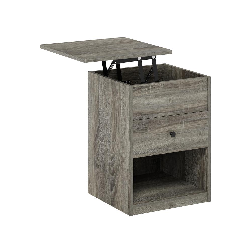 Furinno Jensen Lift Top Nightstand, French Oak Grey. Picture 6