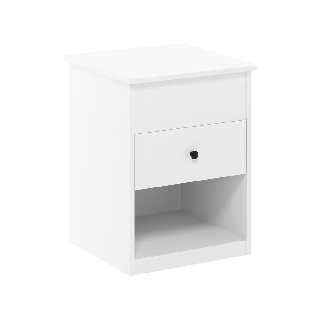 Furinno Jensen Lift Top Nightstand, Solid White. Picture 1