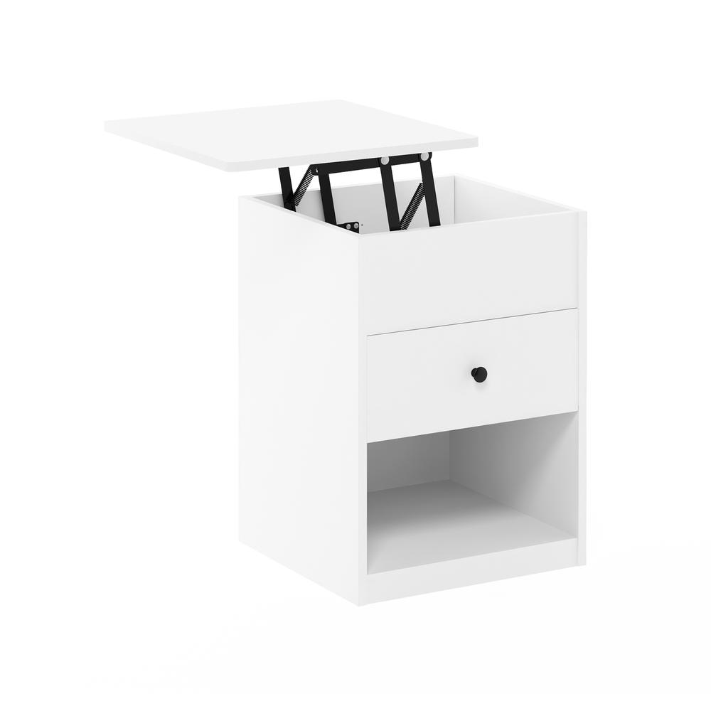 Furinno Jensen Lift Top Nightstand, Solid White. Picture 6