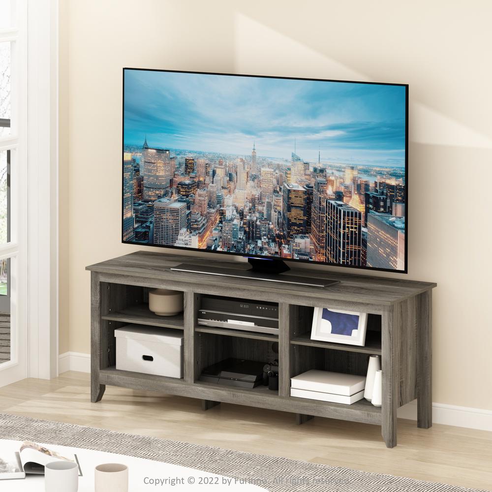 Furinno Jensen TV Entertainment Center for TV up to 65 Inch, French Oak Grey. Picture 6