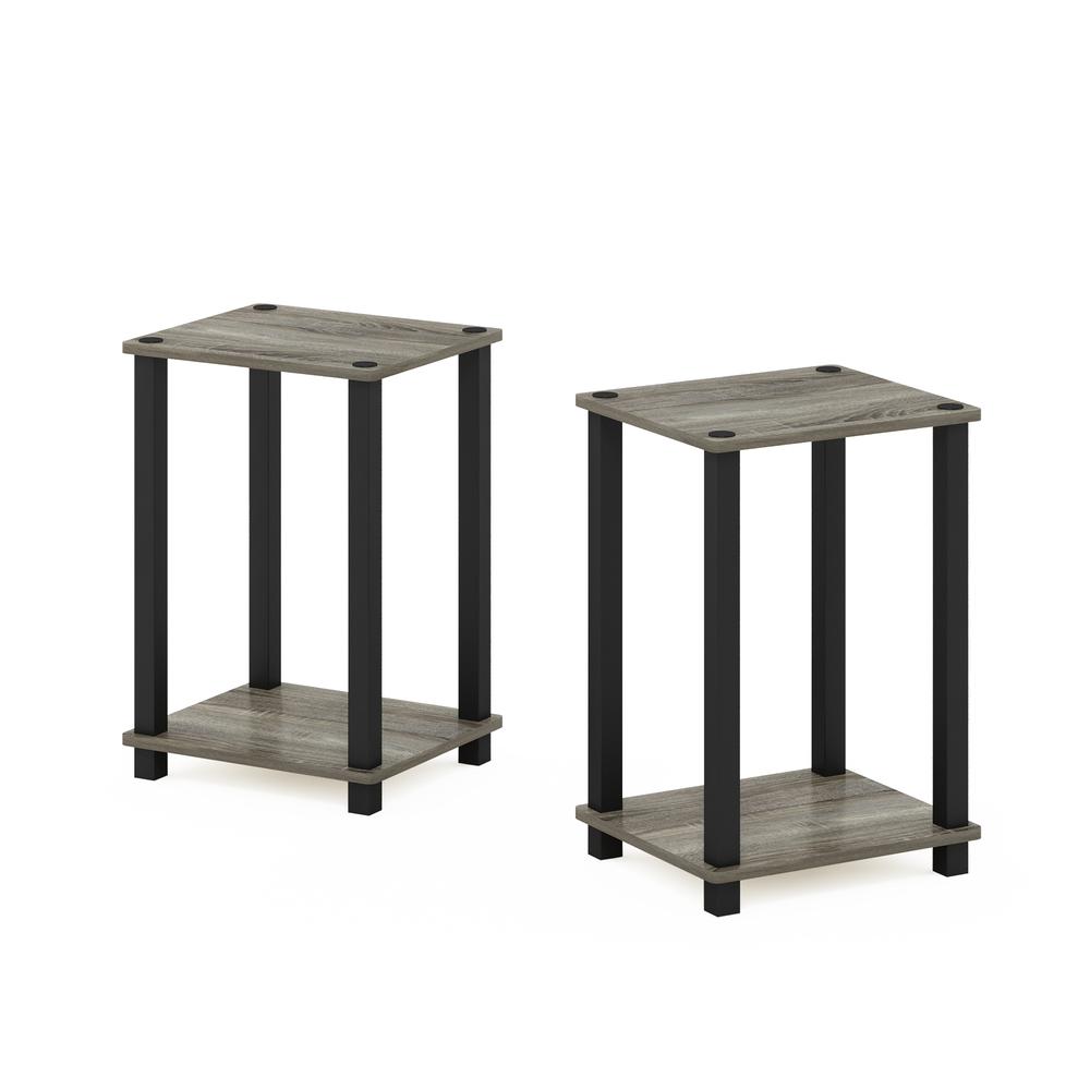 Furinno Simplistic End Table, Small, Set of 2, French Oak/Black. Picture 1