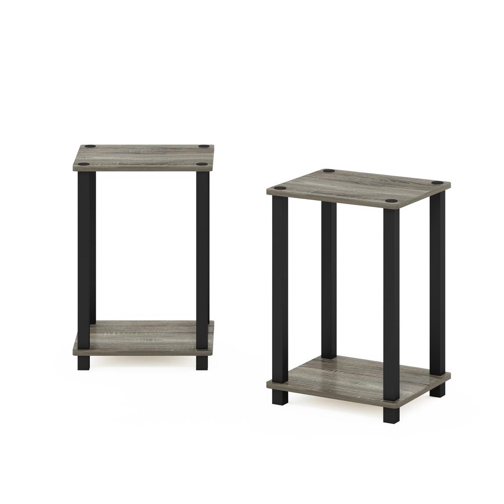 Furinno Simplistic End Table, Small, Set of 2, French Oak/Black. Picture 2