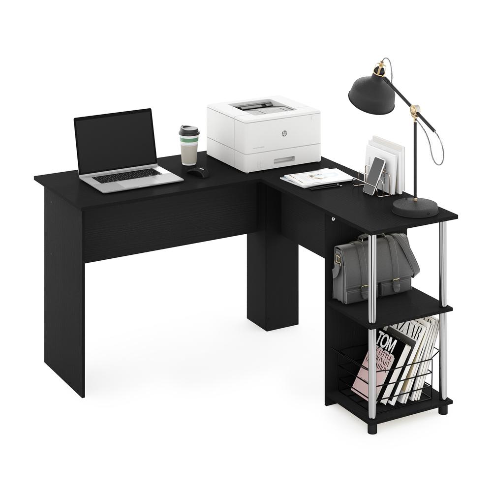 Furinno L-Shape Desk with Stainless Steel Tubes, Americano. Picture 6