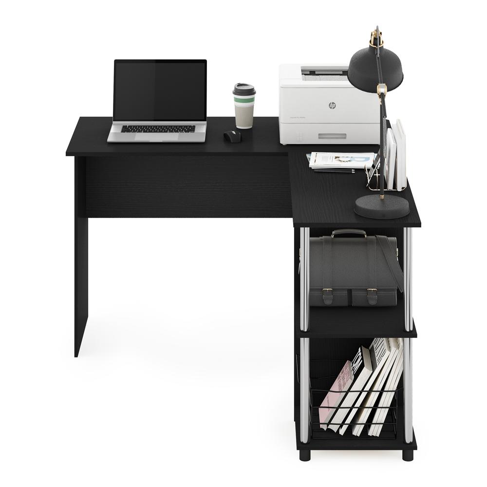 Furinno L-Shape Desk with Stainless Steel Tubes, Americano. Picture 7