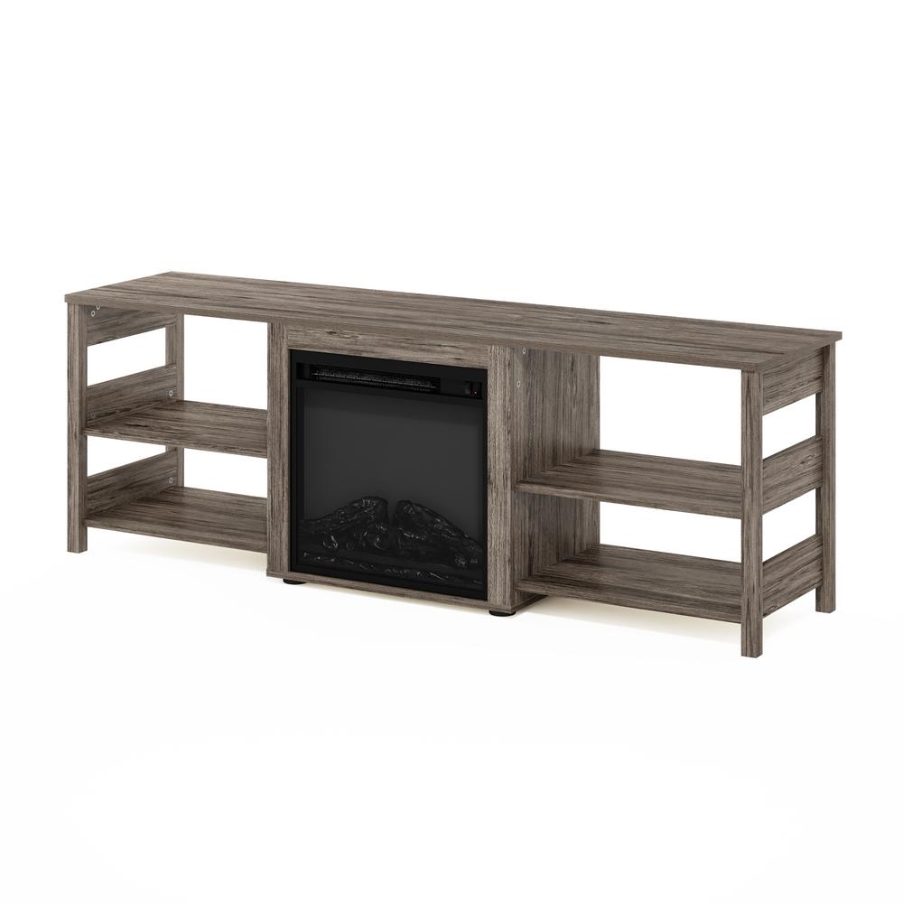 Furinno Classic 70 Inch TV Stand with Fireplace, Rustic Oak. Picture 4