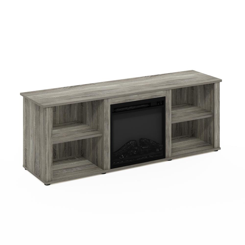 Furinno Classic 60 Inch TV Stand with Fireplace, French Oak Grey. Picture 4