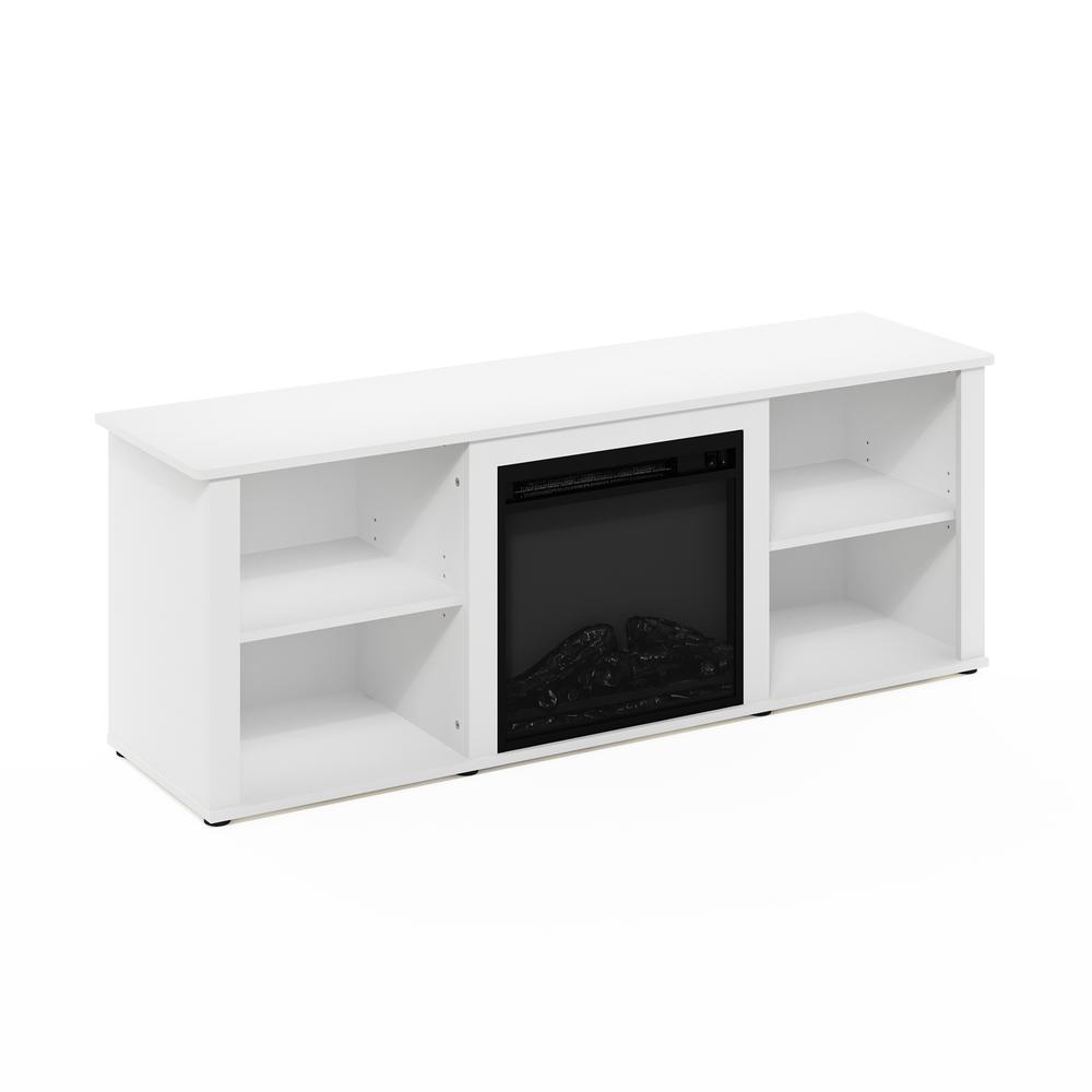 Furinno Classic 60 Inch TV Stand with Fireplace, Solid White. Picture 4