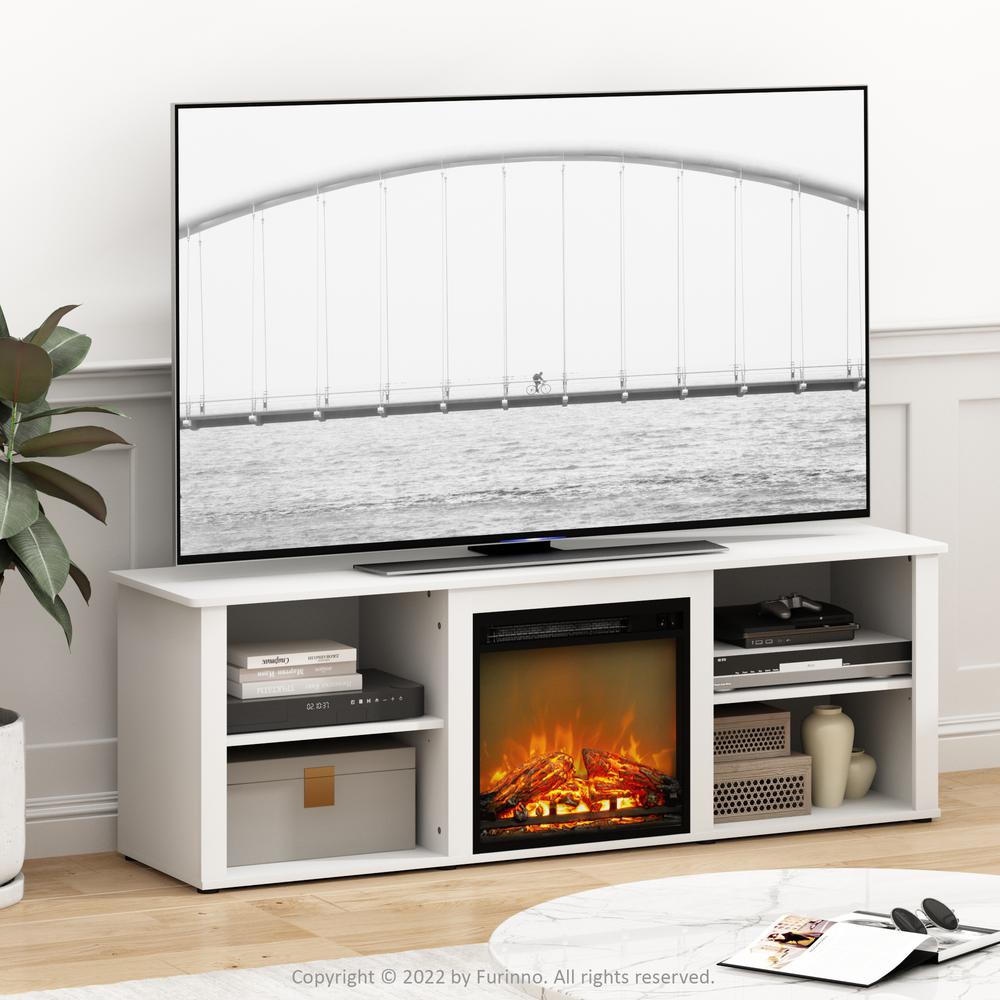 Furinno Classic 70 Inch TV Stand with Fireplace, Solid White. Picture 7
