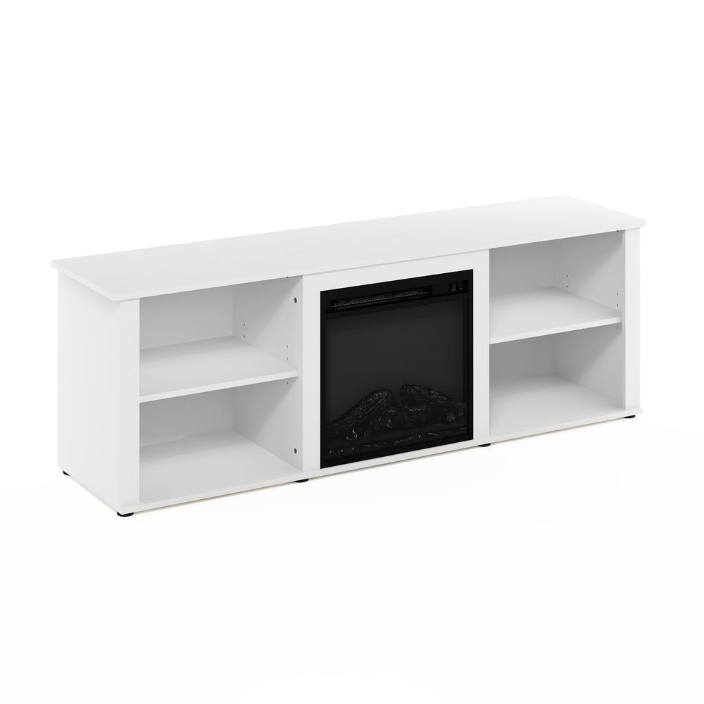 Furinno Classic 70 Inch TV Stand with Fireplace, Solid White. Picture 4