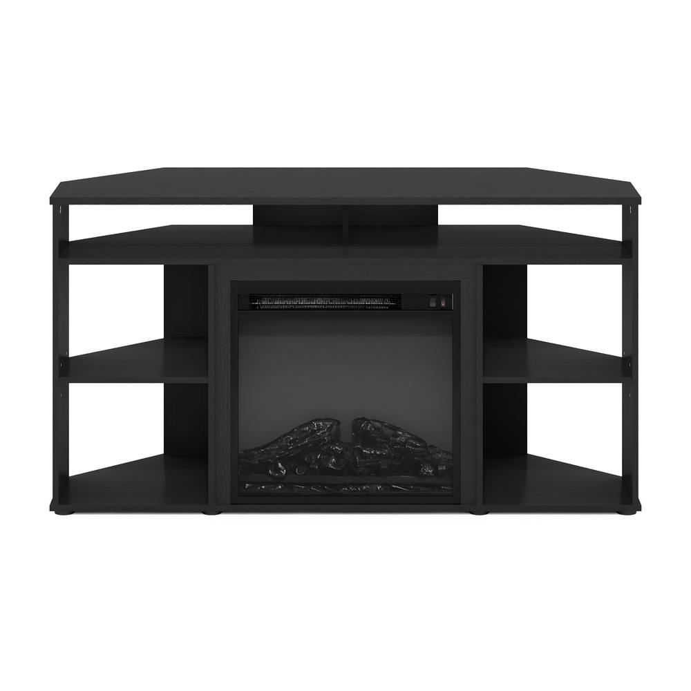 Furinno Jensen Corner TV Stand with Fireplace for TV up to 55 Inches, Americano. Picture 3