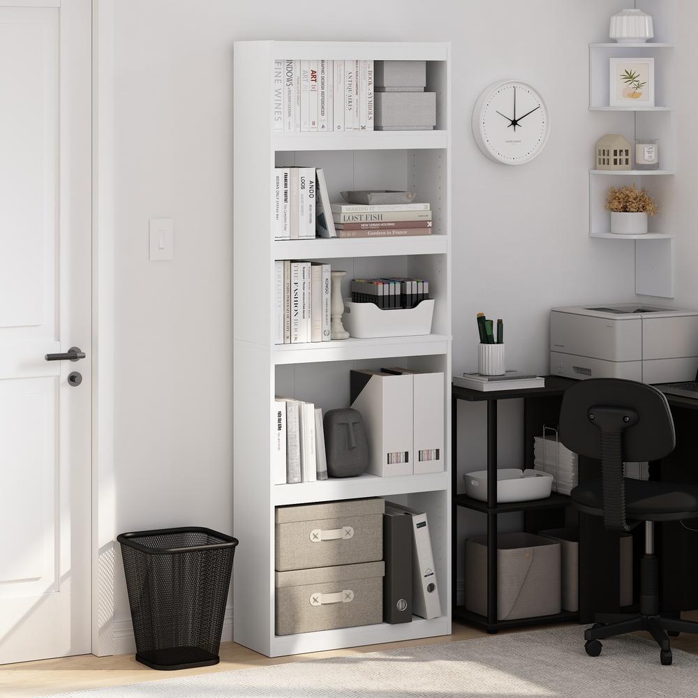 Furinno JAYA Enhanced Home 5-Tier Shelf Bookcase, White. Picture 6