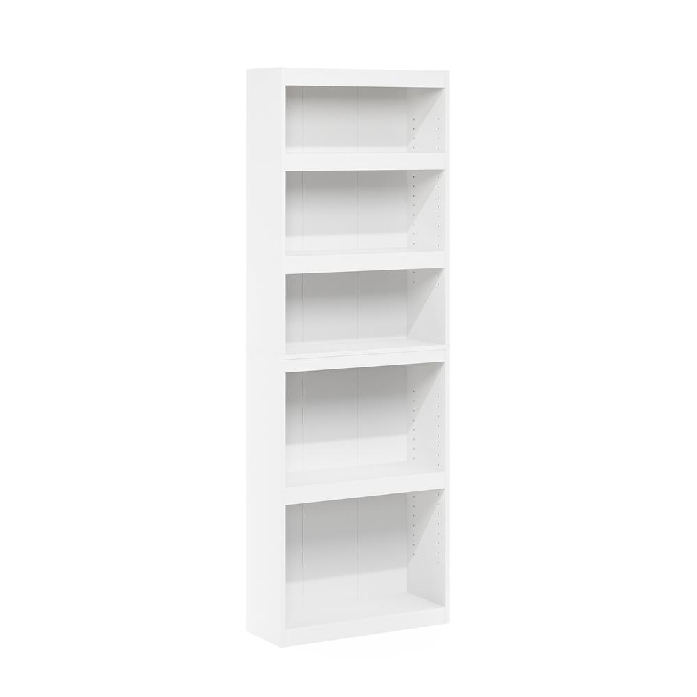 Furinno JAYA Enhanced Home 5-Tier Shelf Bookcase, White. Picture 1