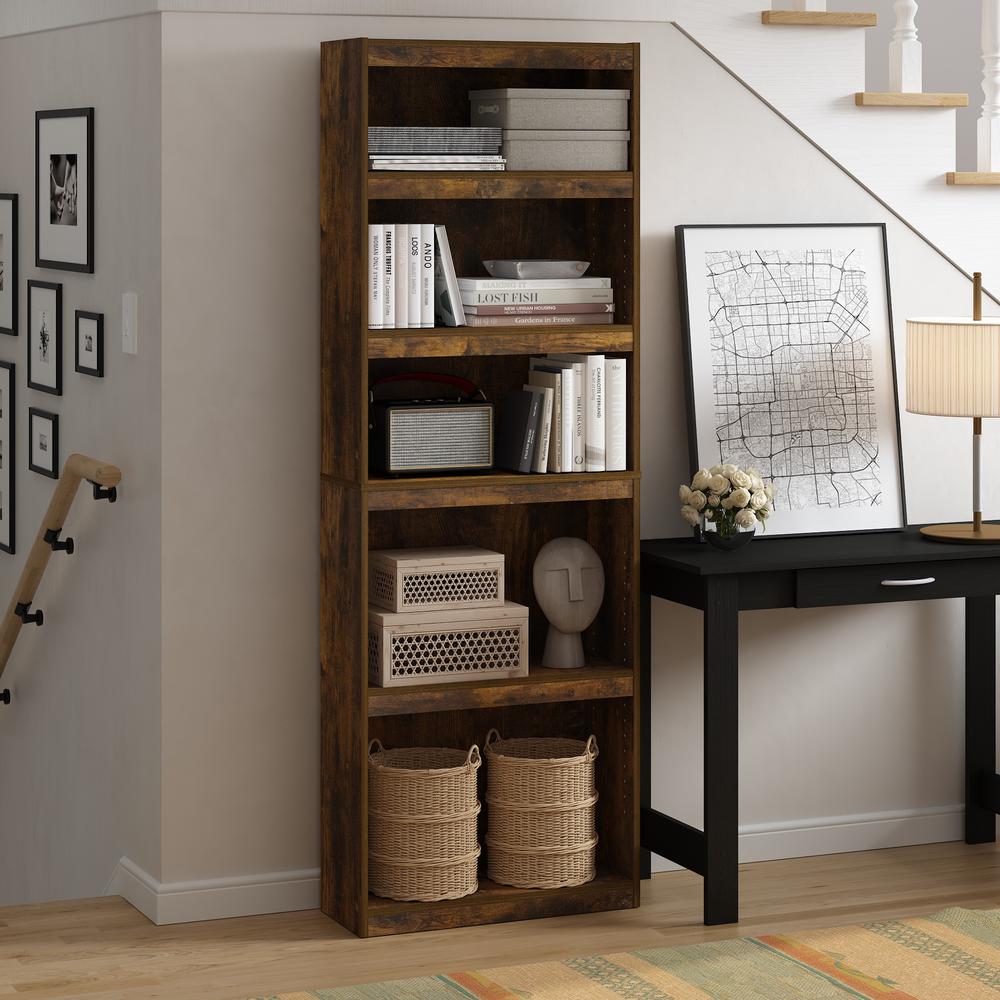 Furinno JAYA Enhanced Home 5-Tier Shelf Bookcase, Amber Pine. Picture 6