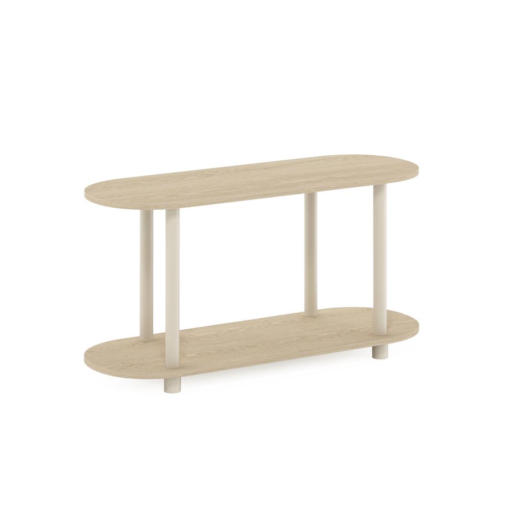 Furinno Turn-N-Tube No Tools Modern Oval Side Table, Bauhaus Oak/Beige. Picture 1