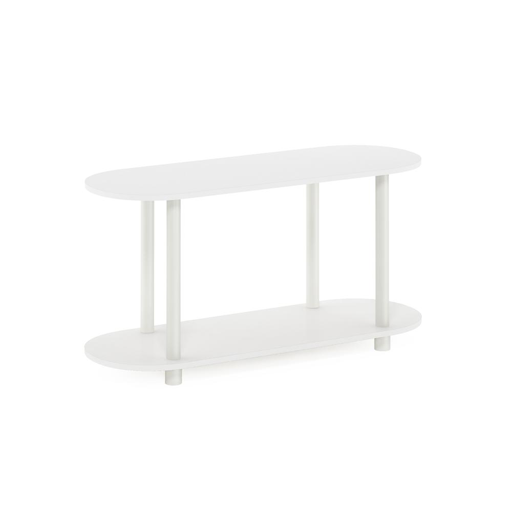 Furinno Turn-N-Tube No Tools Modern Oval Side Table, White/Virgin White. Picture 1