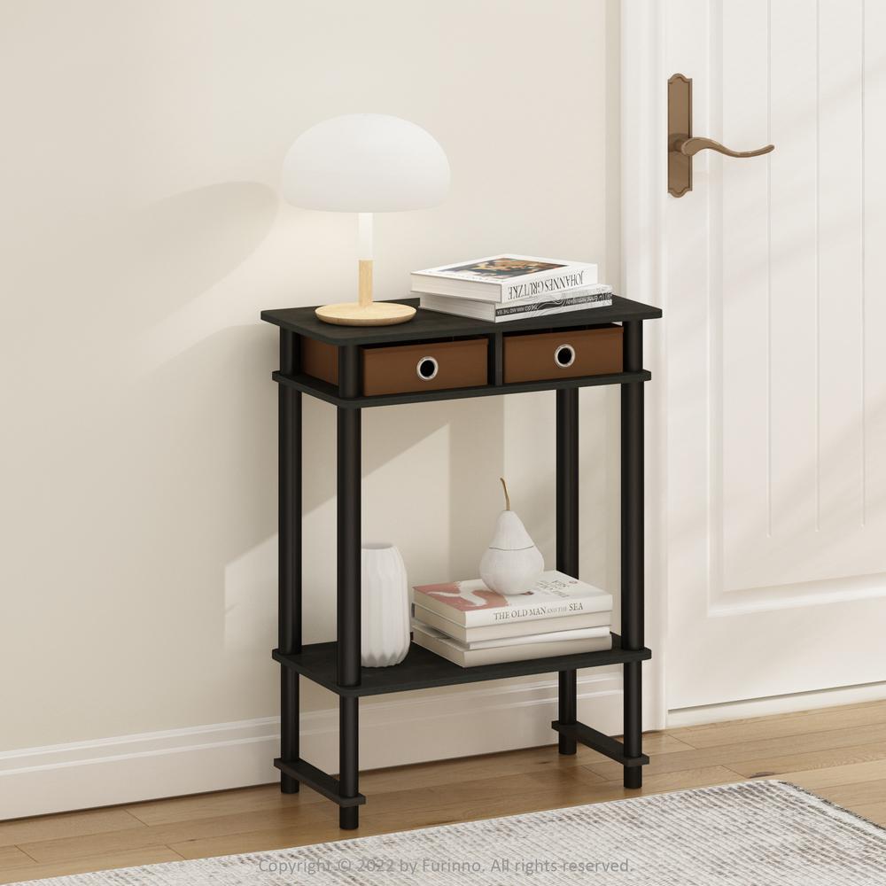 Furinno Turn-N-Tube Tall-Wide Hallway Console Table with Bin, Espresso/Brown. Picture 6