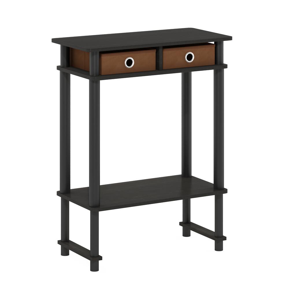 Furinno Turn-N-Tube Tall-Wide Hallway Console Table with Bin, Espresso/Brown. Picture 1