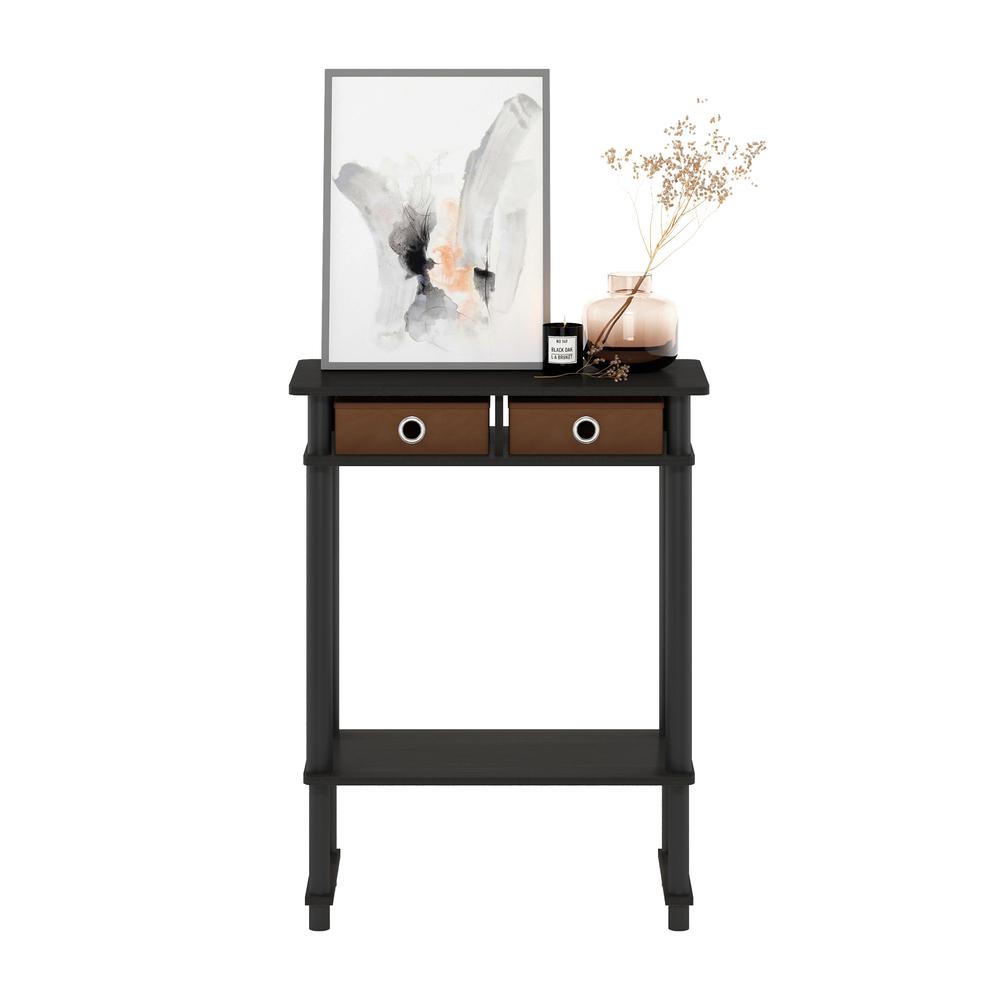 Furinno Turn-N-Tube Tall-Wide Hallway Console Table with Bin, Espresso/Brown. Picture 5