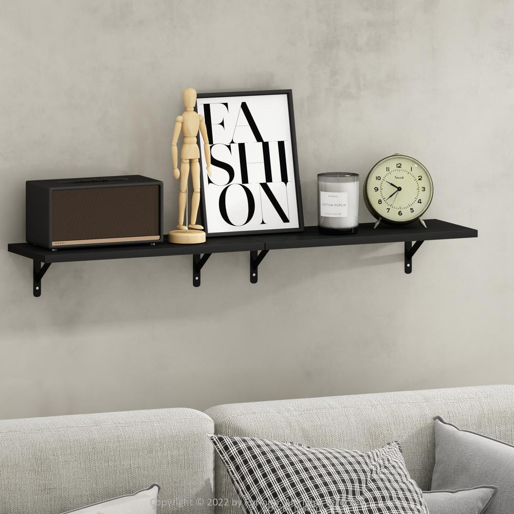 Furinno Rossi 18-Inch Wall Mounted Floating Display Shelves, Espresso, Set of 2. Picture 6